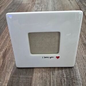 Russ Picture Frame Small White I Love You Heart Ceramic Square Decor 6x6